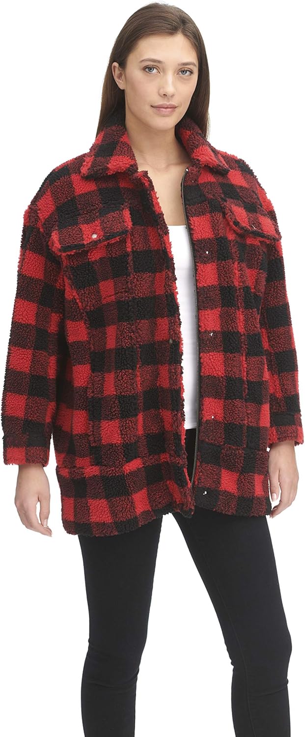 

Levi's Женская удлиненная утепленная куртка оверсайз в стиле Trucker, Red Plaid