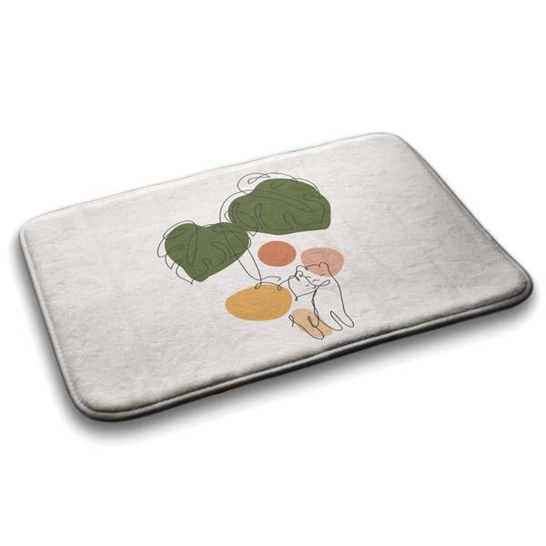 

Коврик для ванной Tulup Monstera Katzen, 90x1x90 см, бежевый