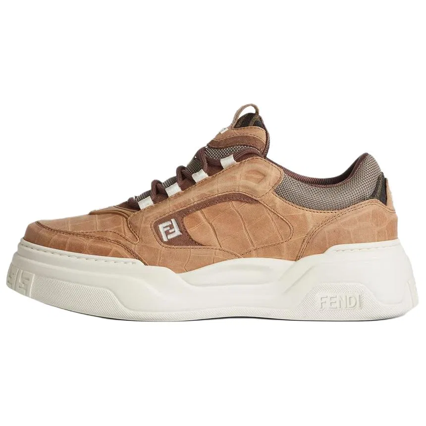 Кроссовки низкие FENDI Force Low Top бежевые