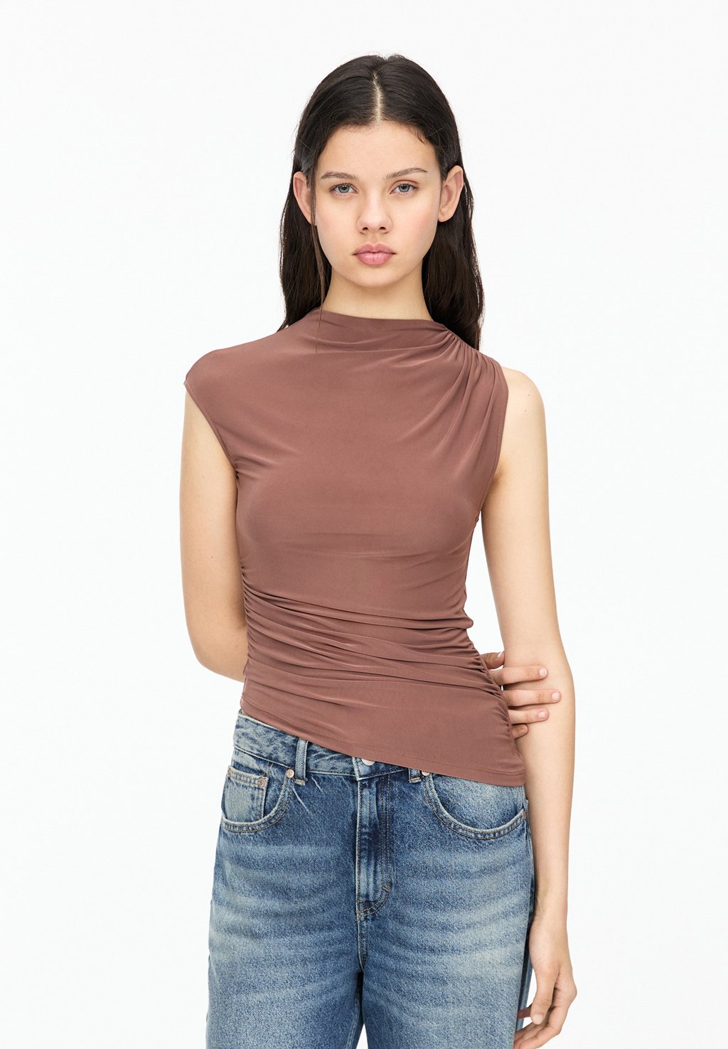 

Топ ASYMMETRIC WITH GATHERING PULL&BEAR, цвет Mottled Pink