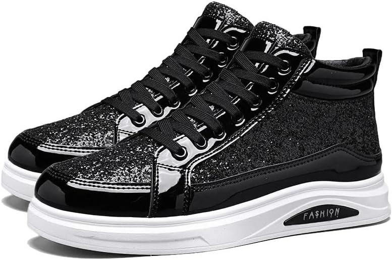 

Мужские блестящие модные кроссовки для бега, повседневные слипоны для прогулок, тенниса, спортзала/скейтбординга Odipon, черный