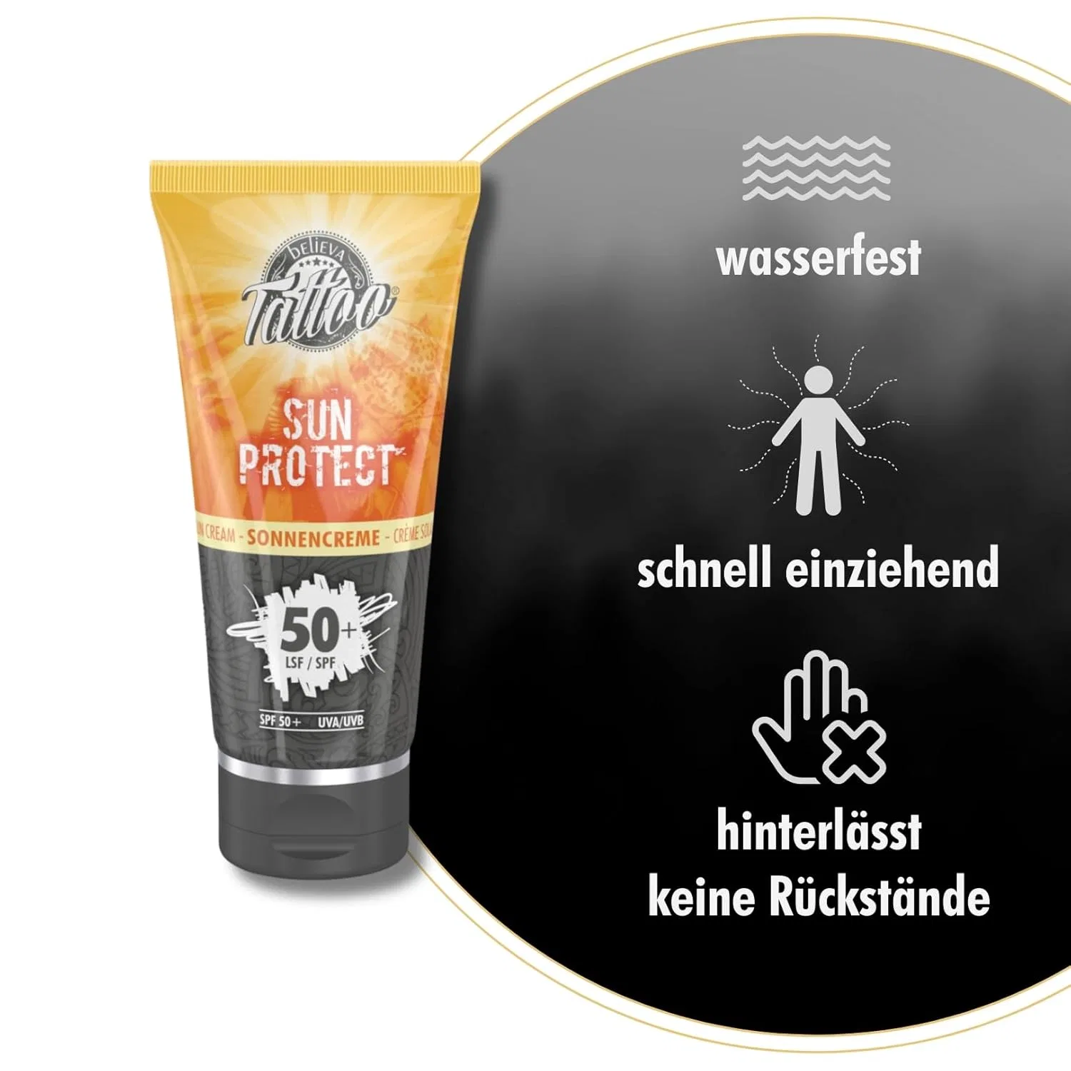 Солнцезащитный крем Believa Tattoo Sun Protection FPS 50+ для татуировок, 100 мл Believa Tattoo — фото 2