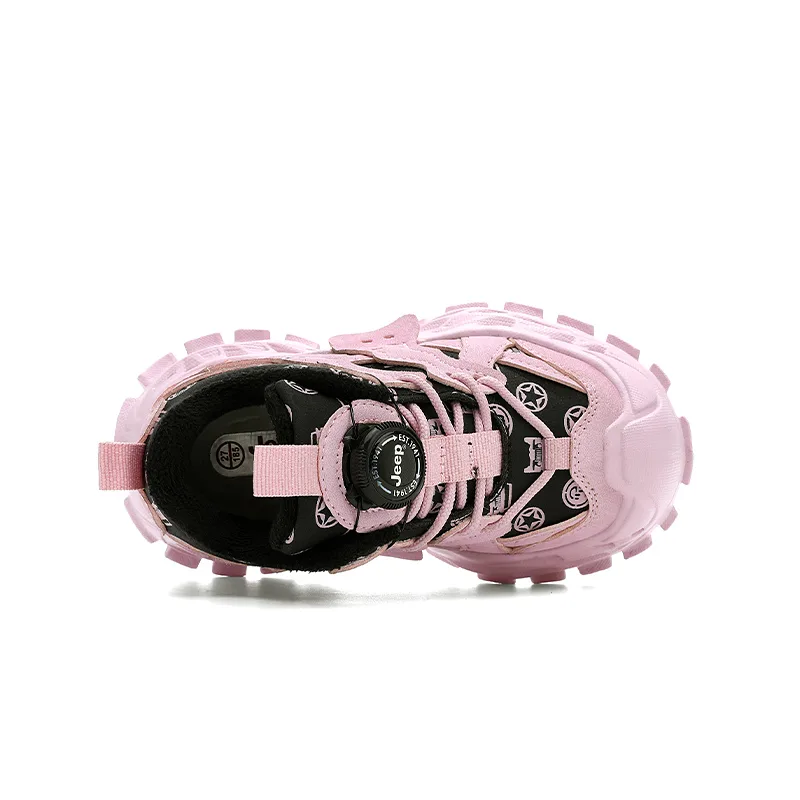 Детские кроссовки low top для бега Jeep, черный розовый (Fleece-Lined Thin Cotton) — фото 3