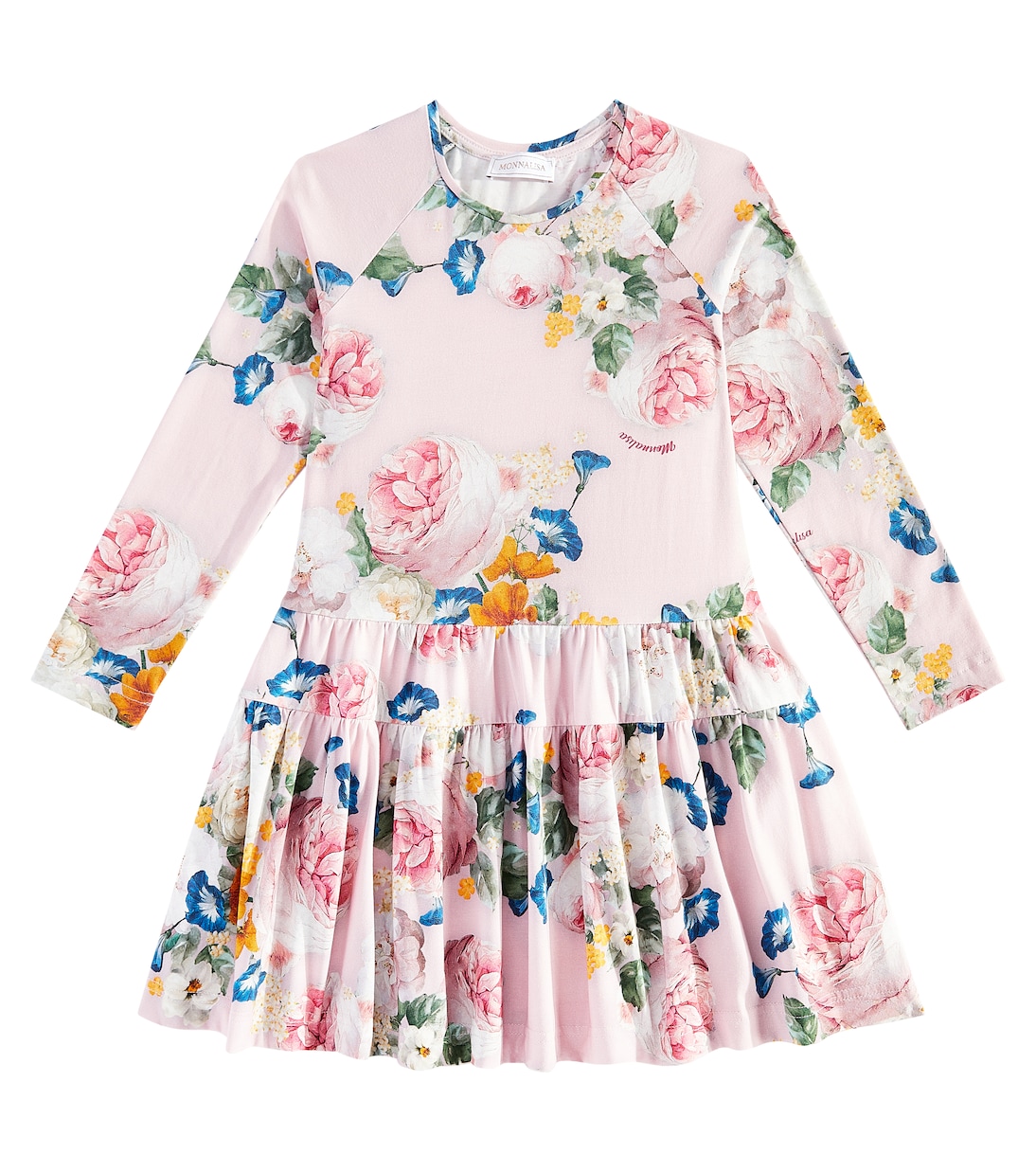 

Платье из хлопковой смеси с цветочным принтом Monnalisa, Cipolla+Multicolor
