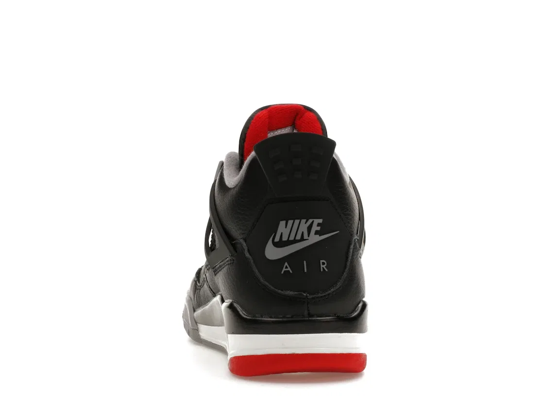 Детские кроссовки с кожаным верхом Jordan 4 Retro, Black/Cement Grey/Varsity Red/Summit White — фото 4