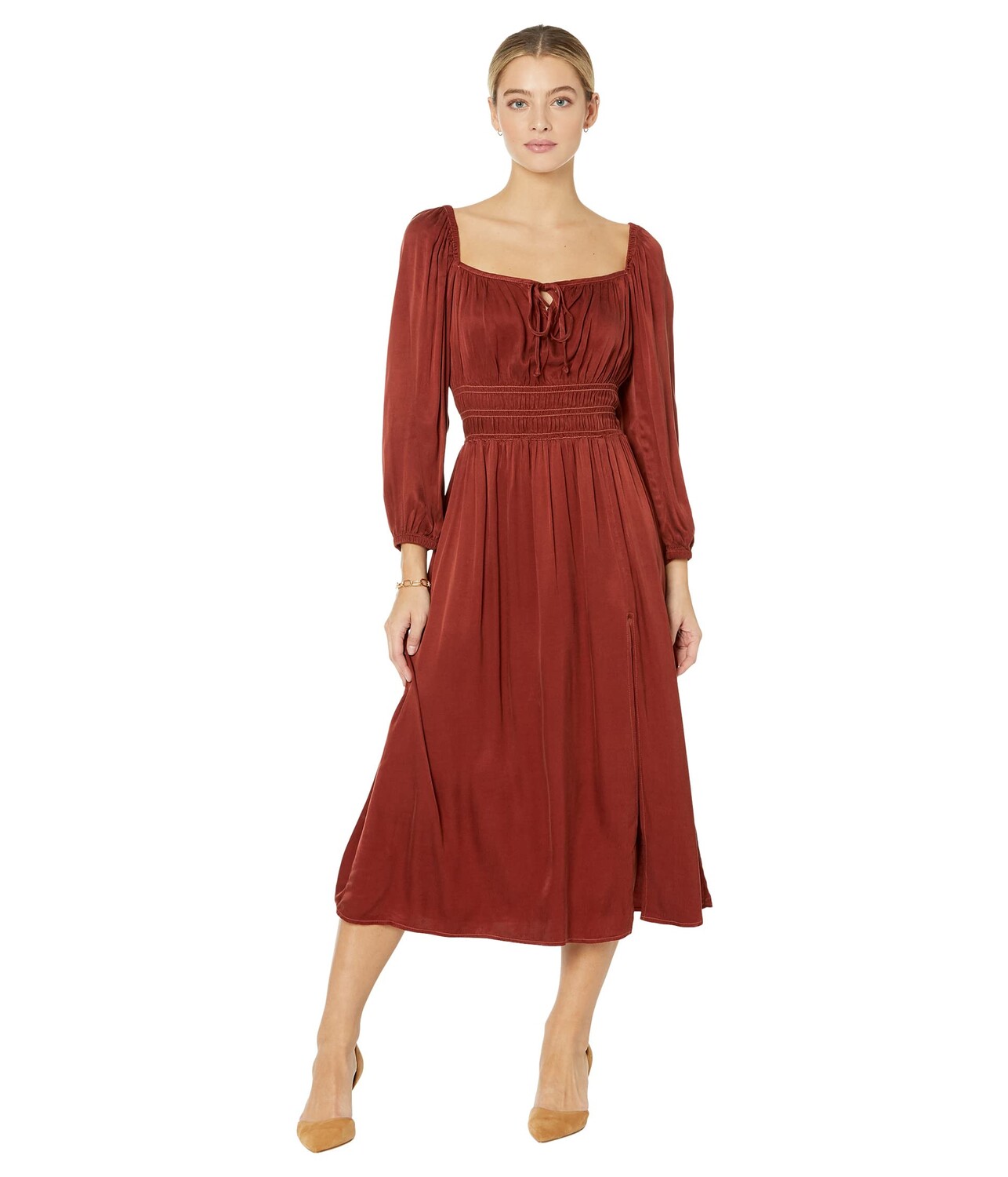 

Платье bella dahl, Ruched Midi Dress with Slit