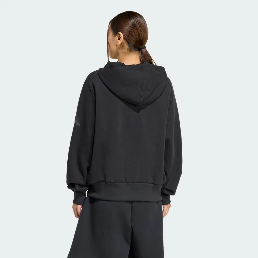Женский худи с капюшоном и молнией Soft Lux Full-Zip adidas, Черный — фото 2