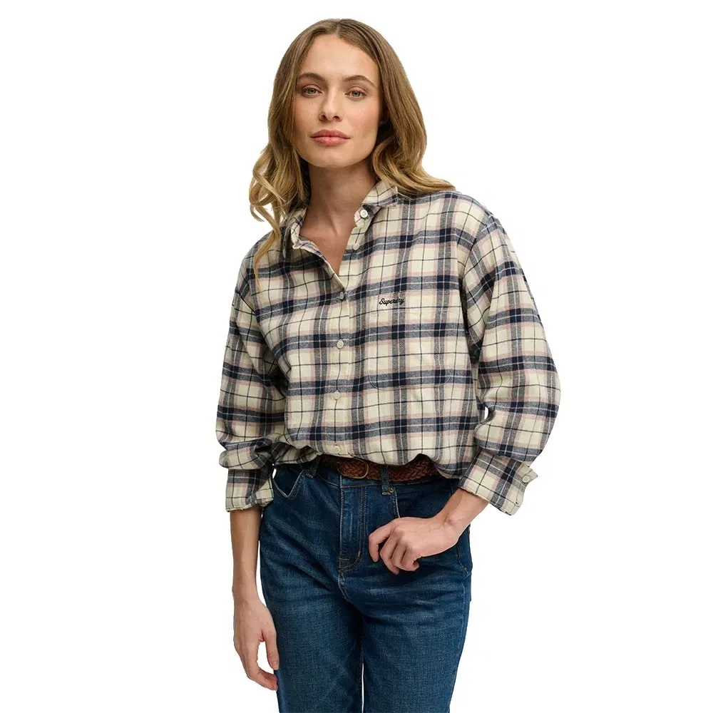 Женская фланелевая рубашка с длинным рукавом Superdry, Белая