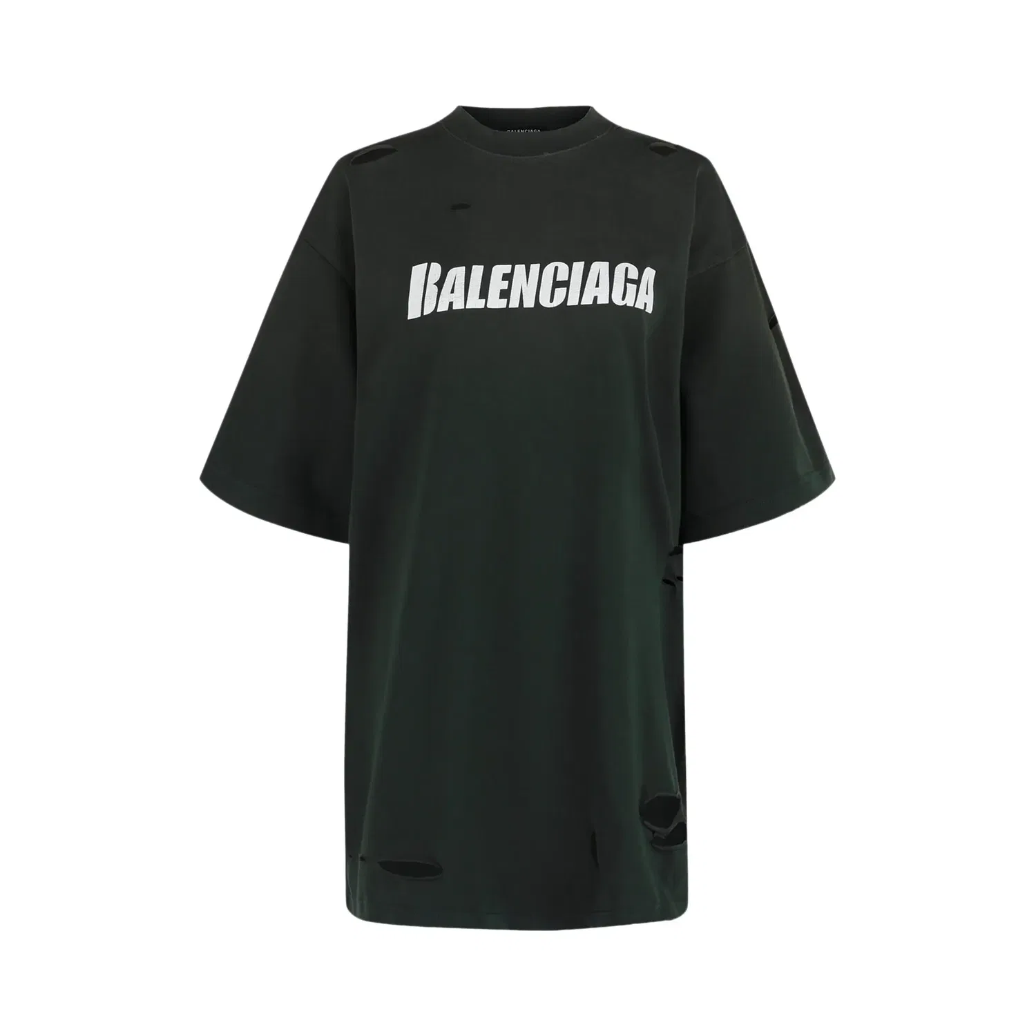 Футболка Balenciaga Caps Destroyed Boxy Fit, зеленый