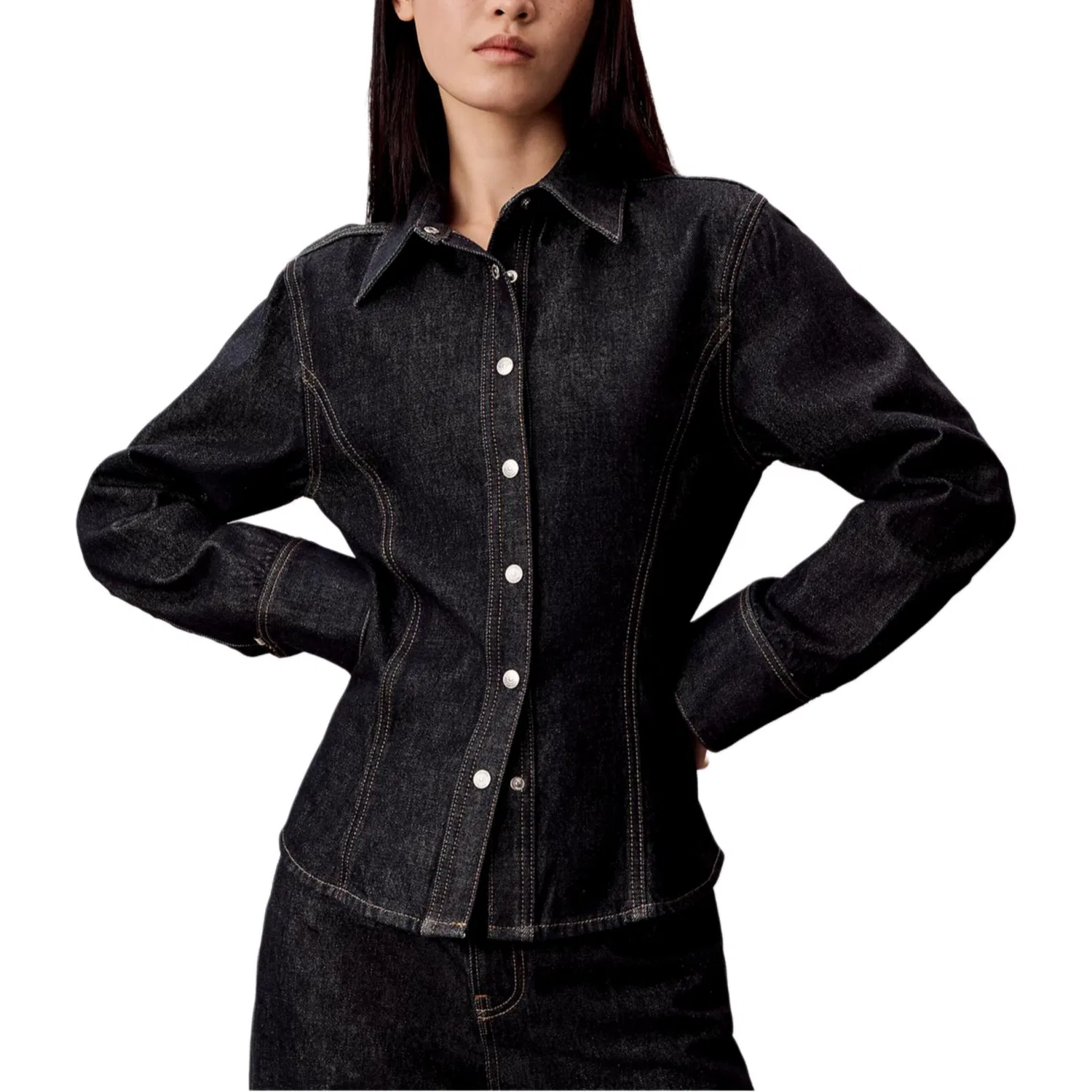 Женская рубашка с длинным рукавом Calvin Klein, Black