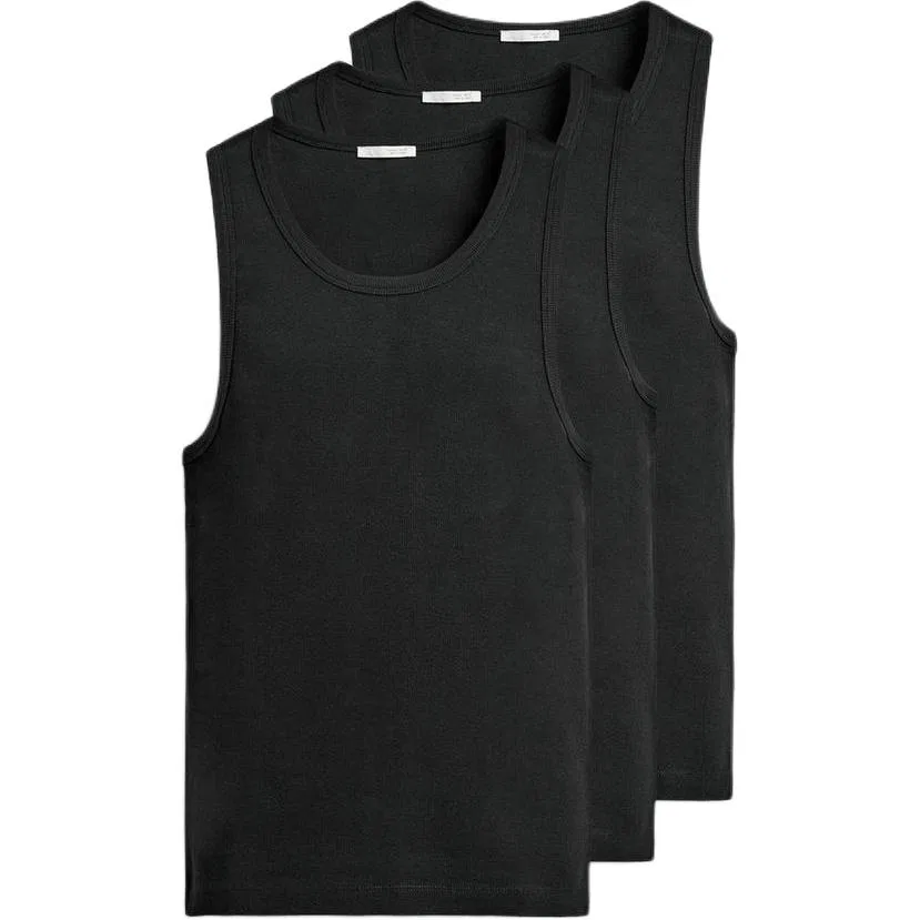 Мужские топы-майки с круглым вырезом, 3 шт, ZARA, Black