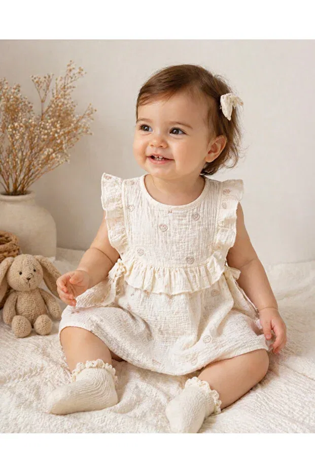 Детское платье для девочек с вышивкой Esvia Baby Co., Beige