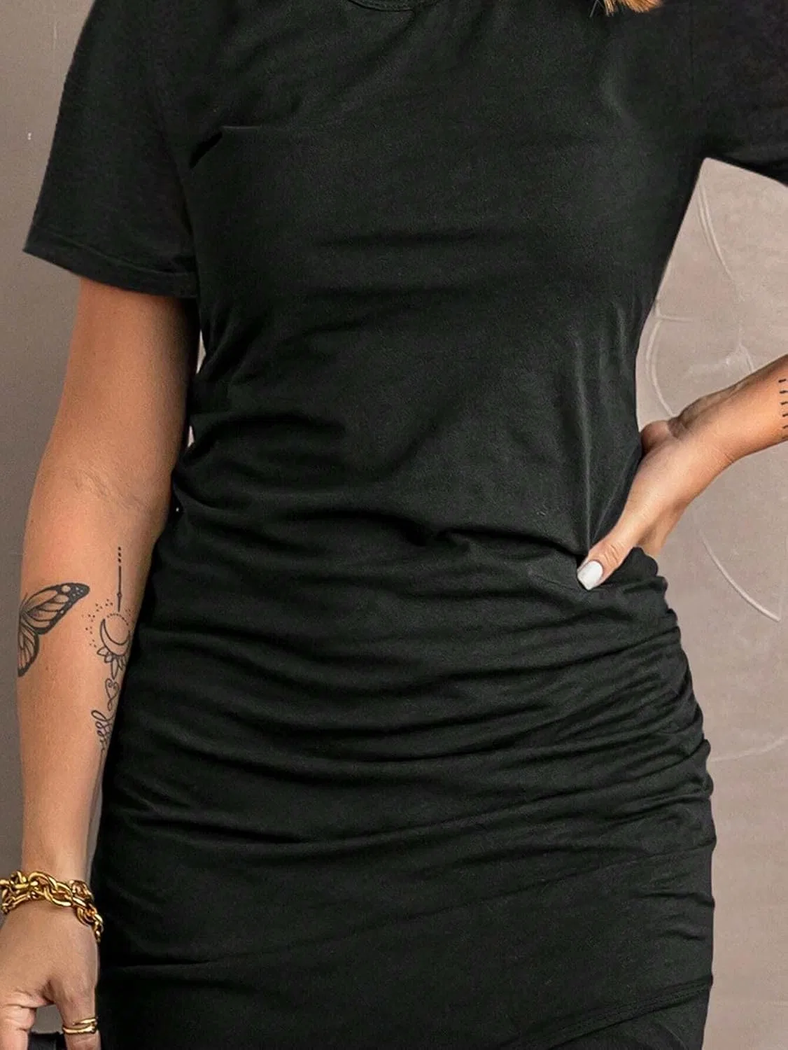 Женское повседневное платье с запахом Bodycon, Black — фото 4