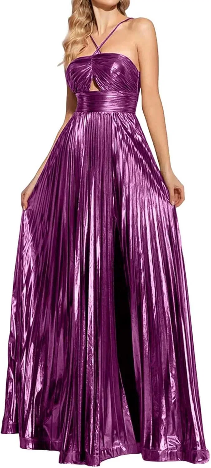 Женское вечернее платье с вырезами и разрезом Maxi, Purple