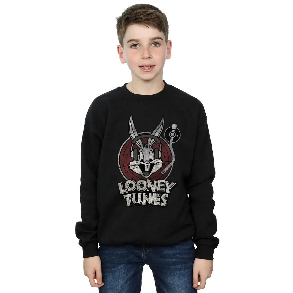 Свитшот с принтом Bugs Bunny Circle Logo Looney Tunes, Black