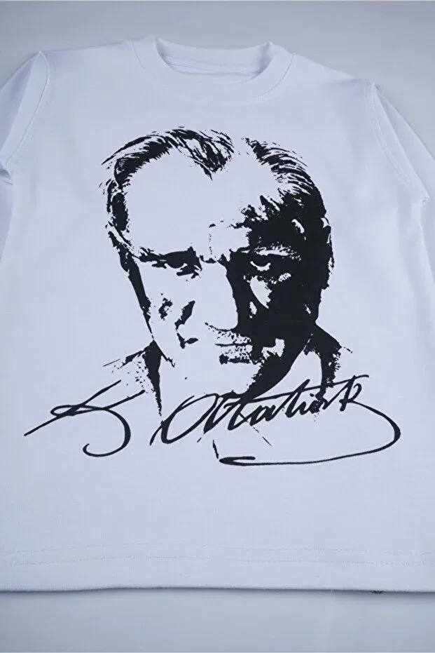 Детские свитшот для девочек с принтом Ataturk Printed-Signed Crew Neck Long Sleeve Liyadaco, White — фото 2