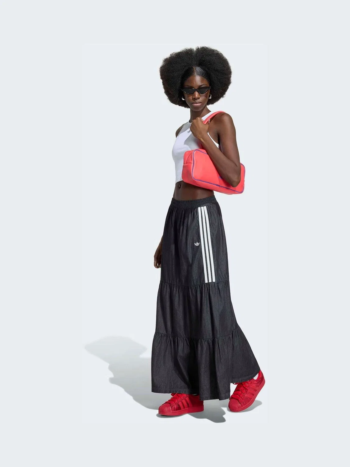 Юбка джинсовая Summer Glow Denim Skirt adidas Originals, черный деним — фото 3