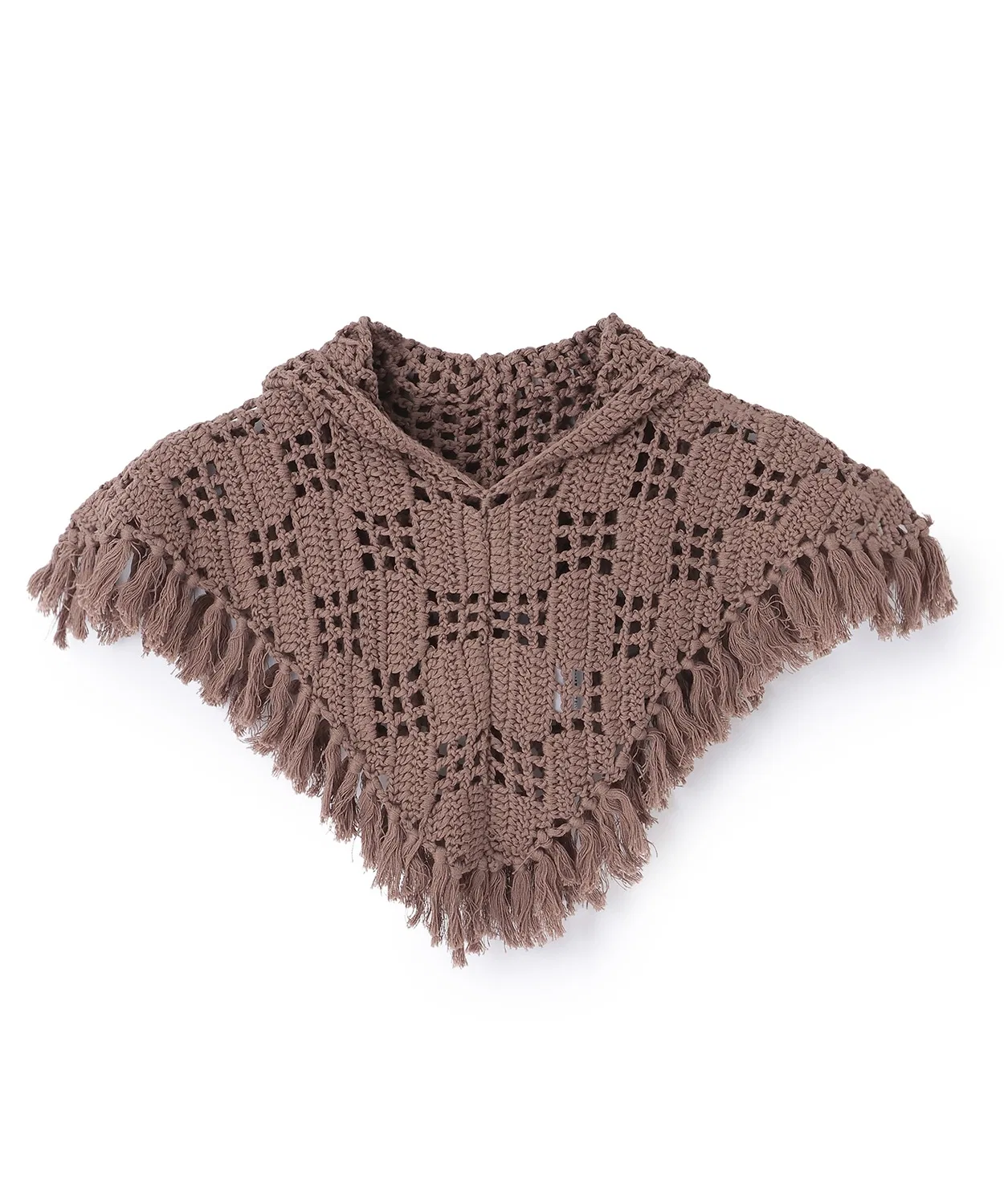 Детский пончо с вышивкой, модель Crochet, petit main, Moka
