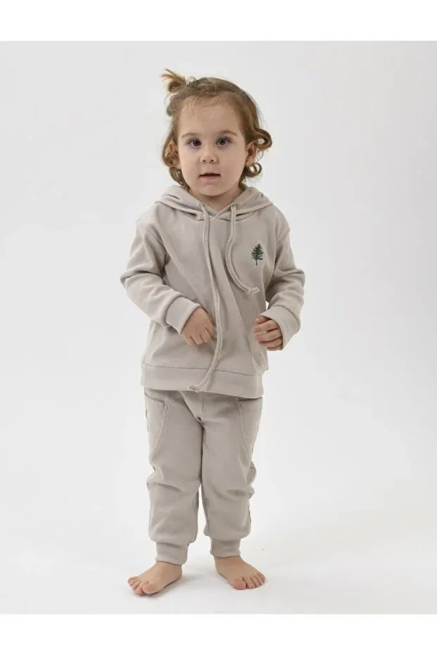 Детские спортивные штаны для девочек с завязками Basic jogger, Green Attitude, Beige — фото 2