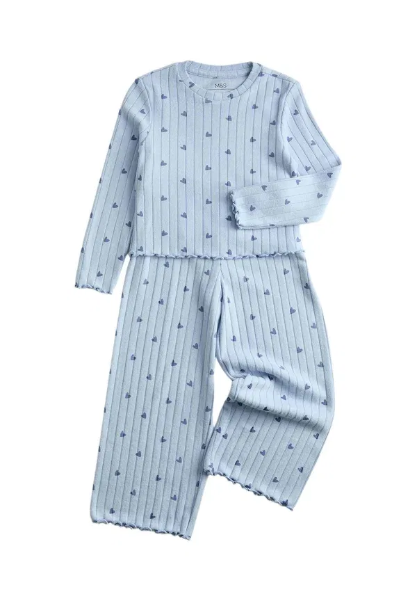 Пижамный комплект с принтом Ribbed heart set Marks & Spencer Mix, синий