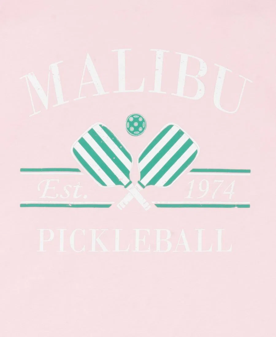 Комплект из футболки и теннисной юбки-шорт с принтом, Malibu Pickleball Tween Diva, Pink Green — фото 3