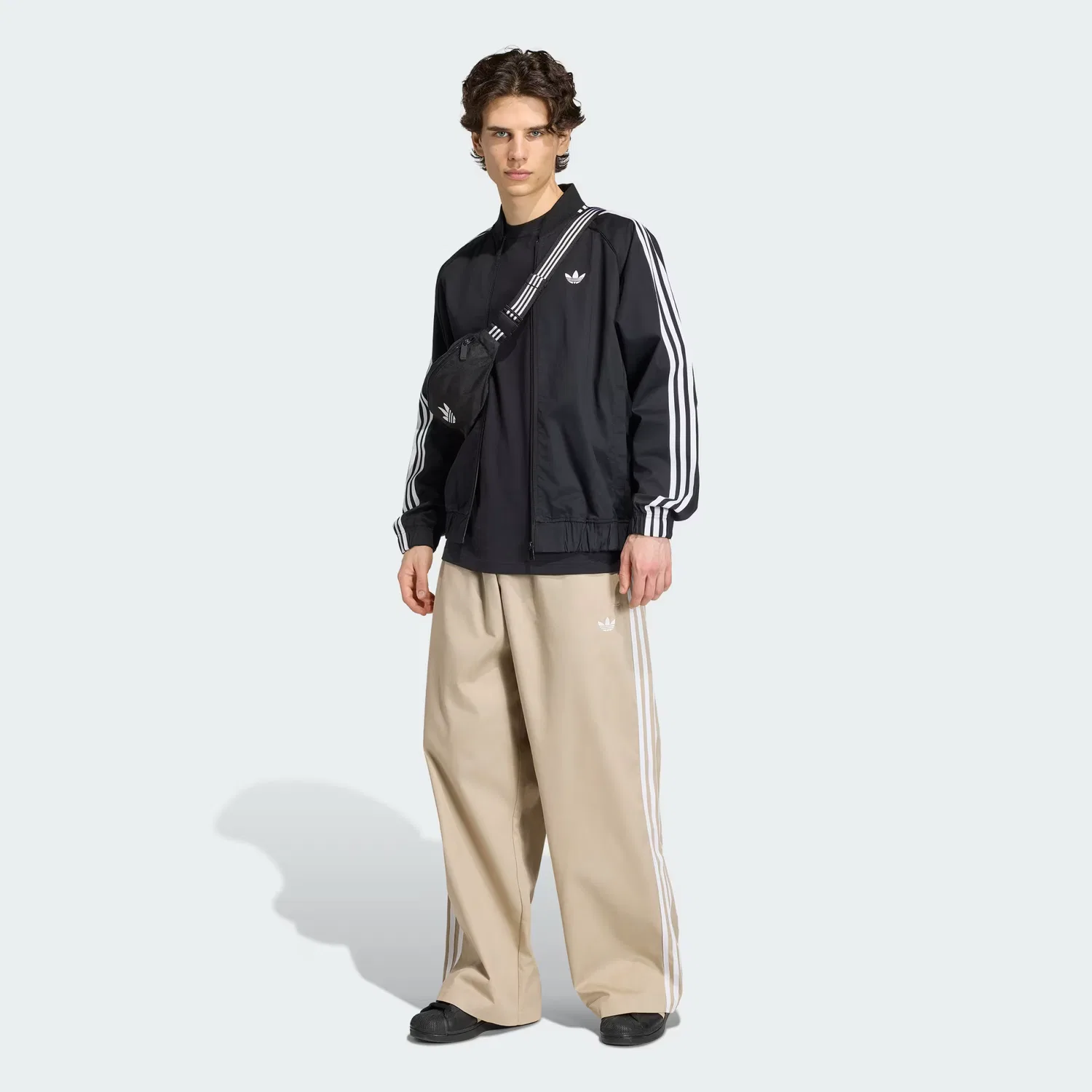 Мужские брюки оверсайз из твила Adicolor SST Adidas Originals, хаки — фото 3
