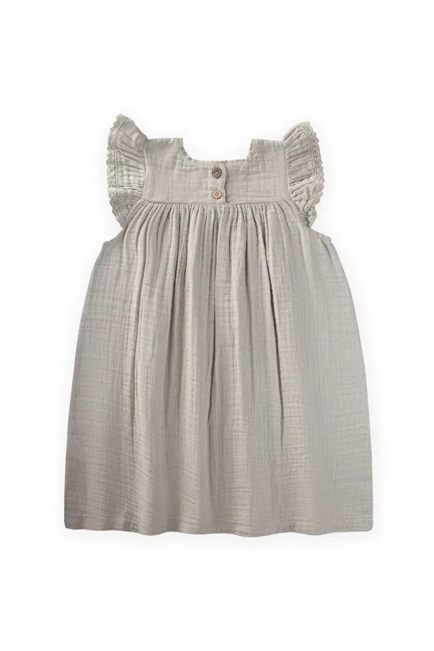 Детское платье для девочек хлопковое Embroidered organic muslin dress Cigit, Water Green — фото 3