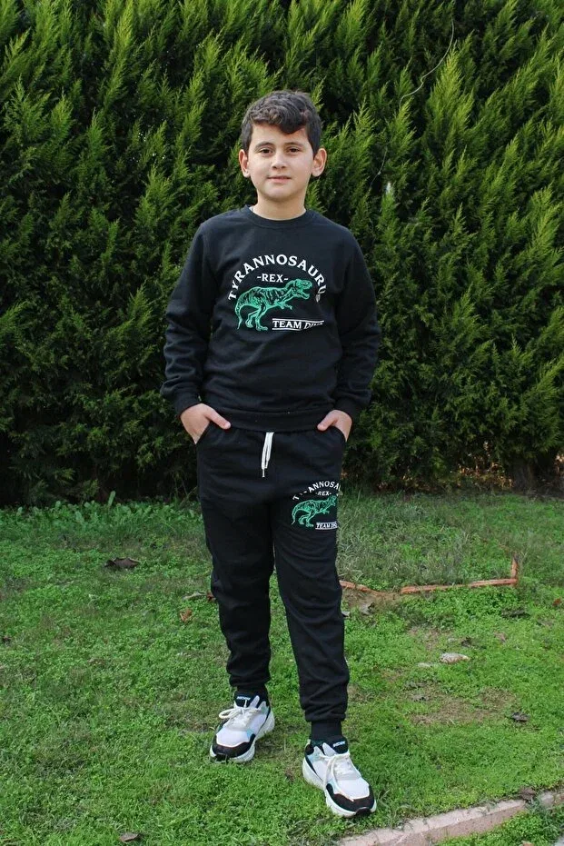 Детский для мальчиков комплект спортивного костюма Trex printed Fyk Kids, Black — фото 2