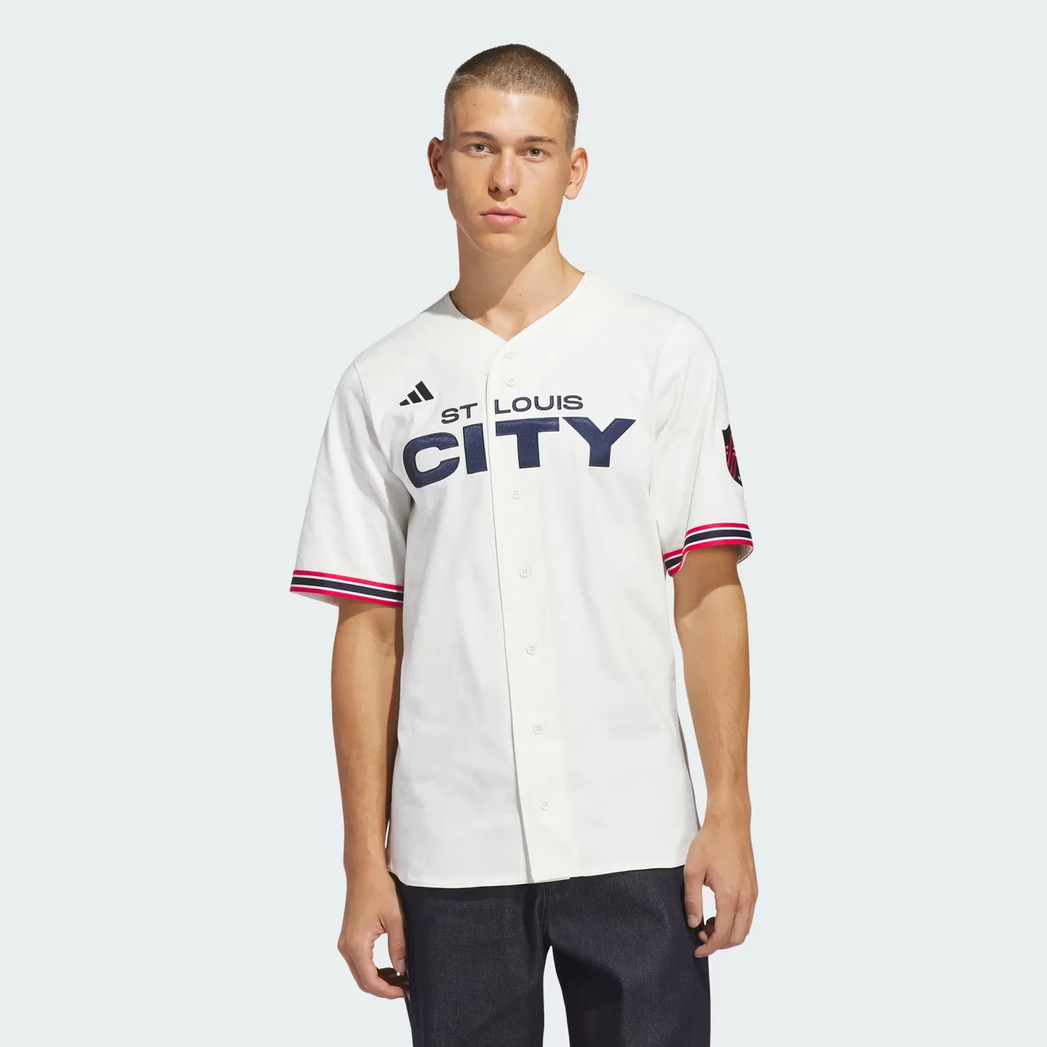 Мужская футбольная рубашка на пуговицах St Louis City SC Adidas Performance, Off White
