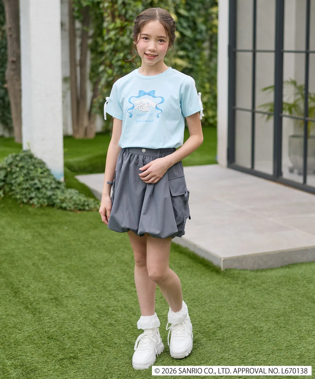 Детская футболка с принтом Cinnamoroll Ribbon Amourire girl, Sax Blue — фото 3