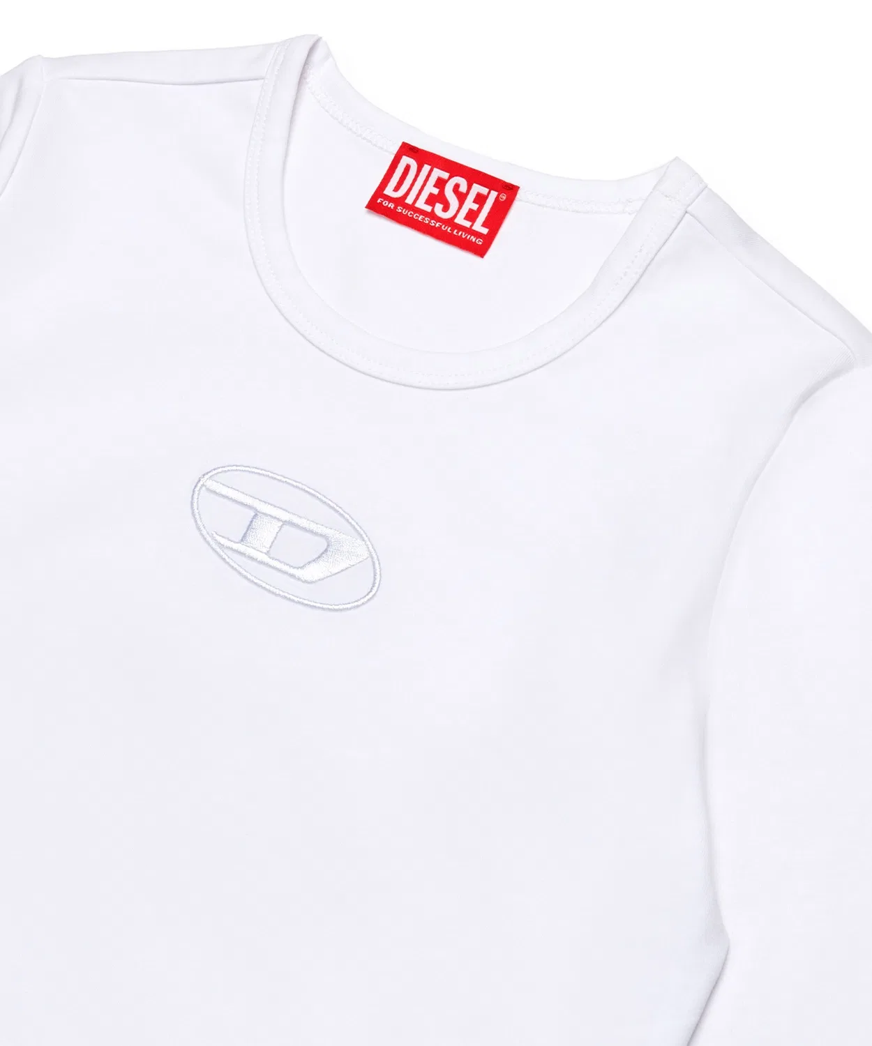 Детская футболка с длинным рукавомс вышивкой бренда DIESEL KIDS, Белая — фото 3