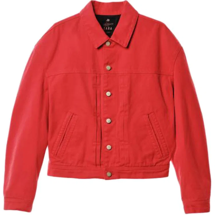 Мужское пальто-куртка с лацканами Dark Red ZARA, Темно-Красный