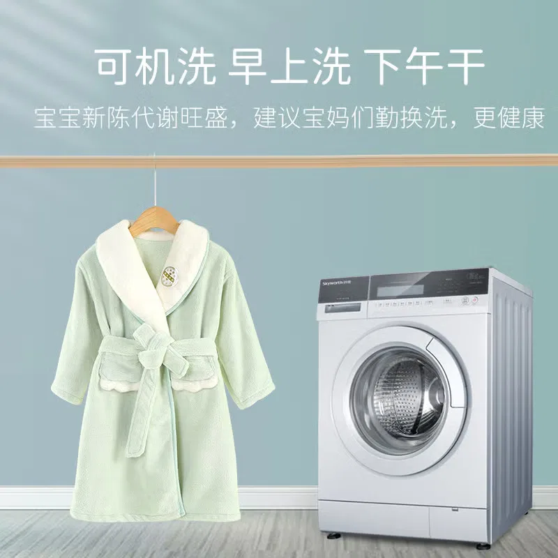 Халат детский утепленный с поясом General, белый — фото 4