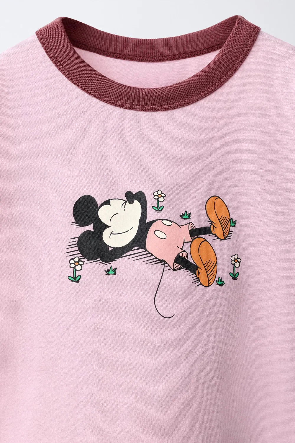 Футболка с принтом и вышивкой Микки Мауса Disney. ZARA, Pink — фото 3
