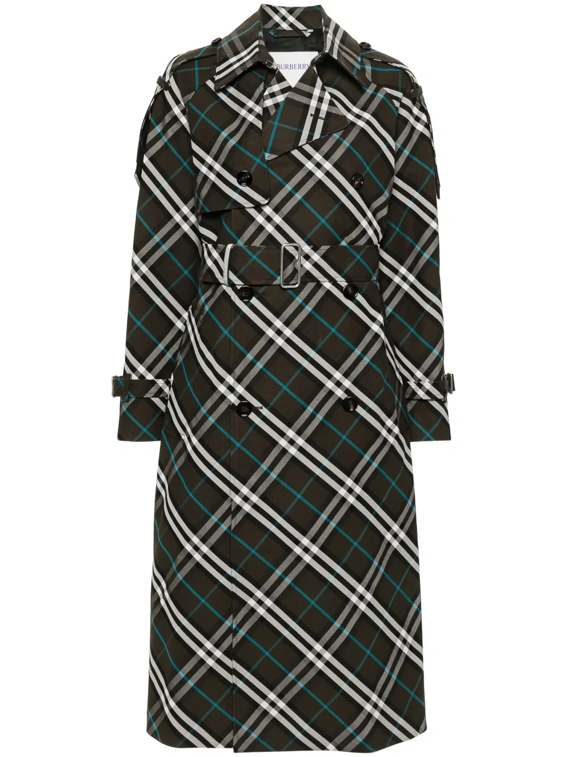 Клетчатый Тренч из Хлопкового Смеси Burberry, зеленый