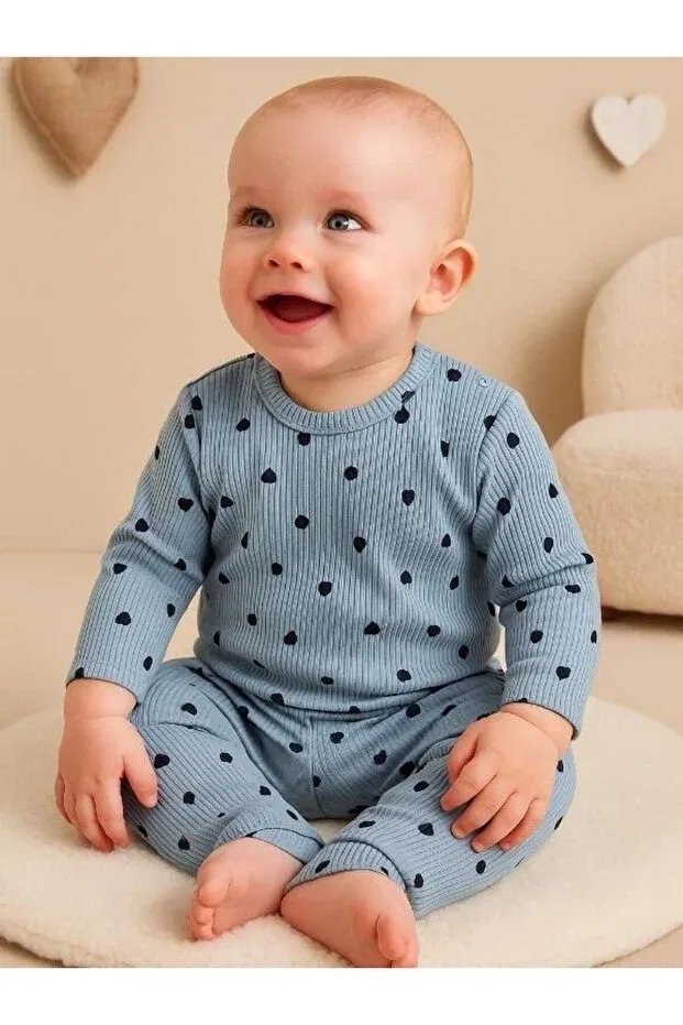 Детский комплект из кофты и штанов для девочек хлопковый Zekids, Blue — фото 2