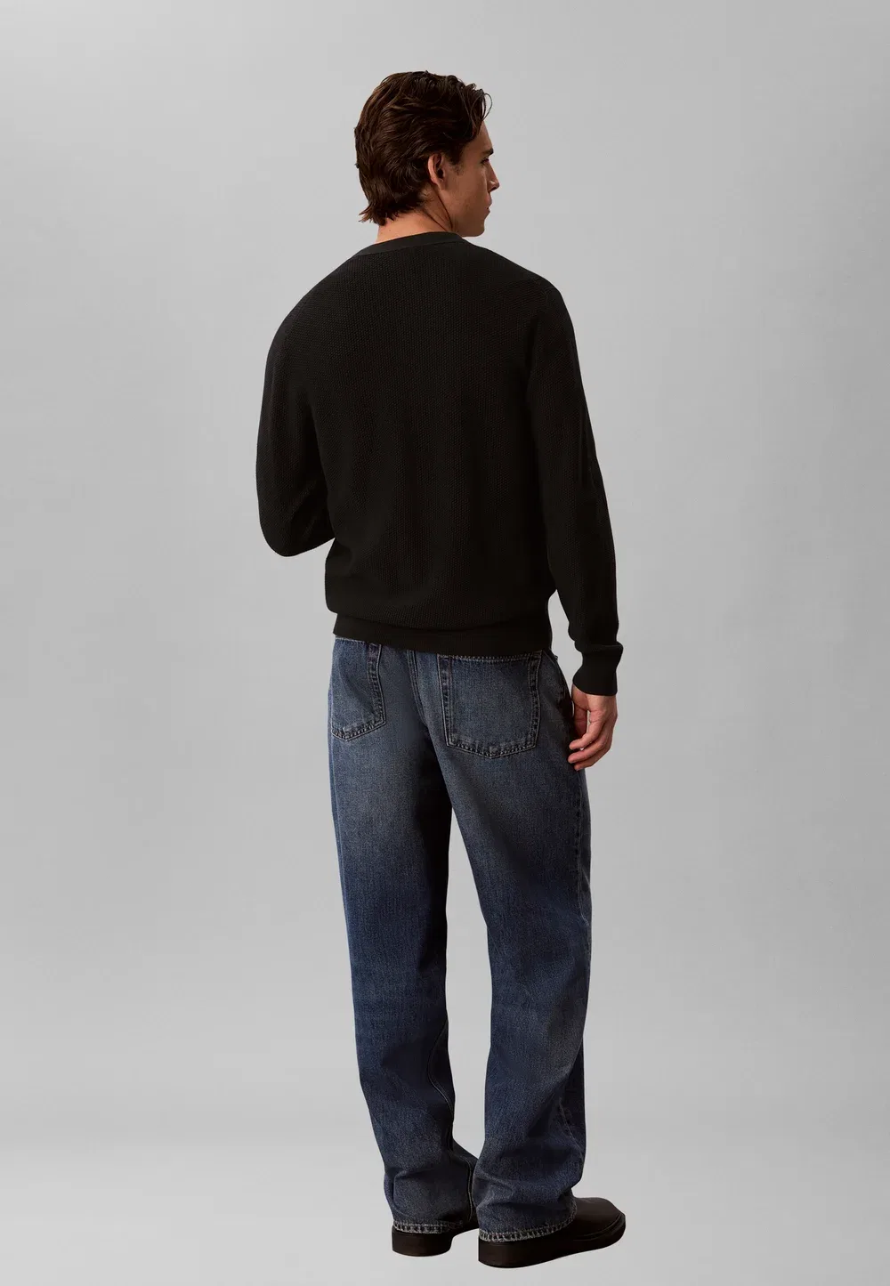 Кардиган из фактурного хлопка, размер 12gg - кардиган Calvin Klein, Black — фото 3