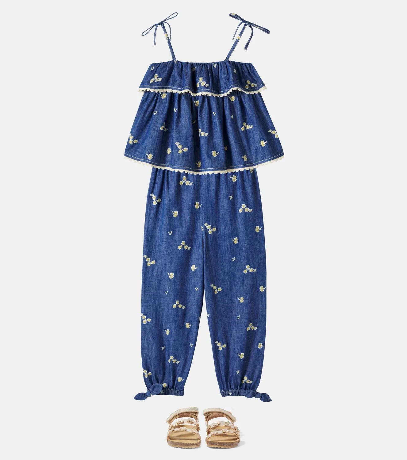Детские брюки с вышивкой Zimmermann Kids, синий — фото 2
