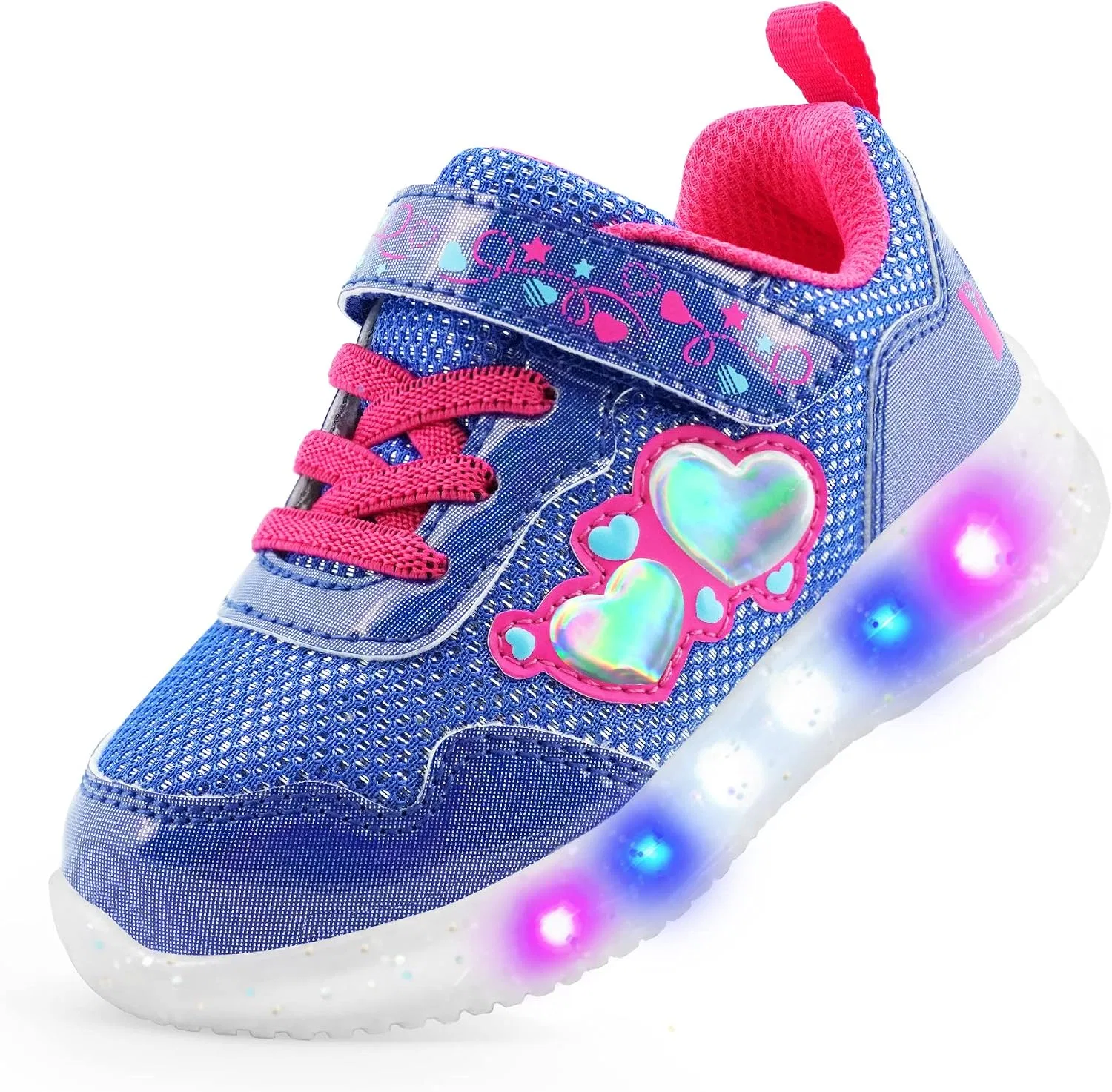 Детские кроссовки для девочек со светящейся подошвой YESKIS, Diva Heart Royal Blue Light Up Shoes