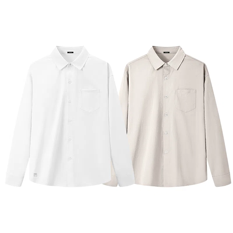 Детская рубашка с отложным воротником MINISO Lapel Moderate, Цвет: White+Light Beige