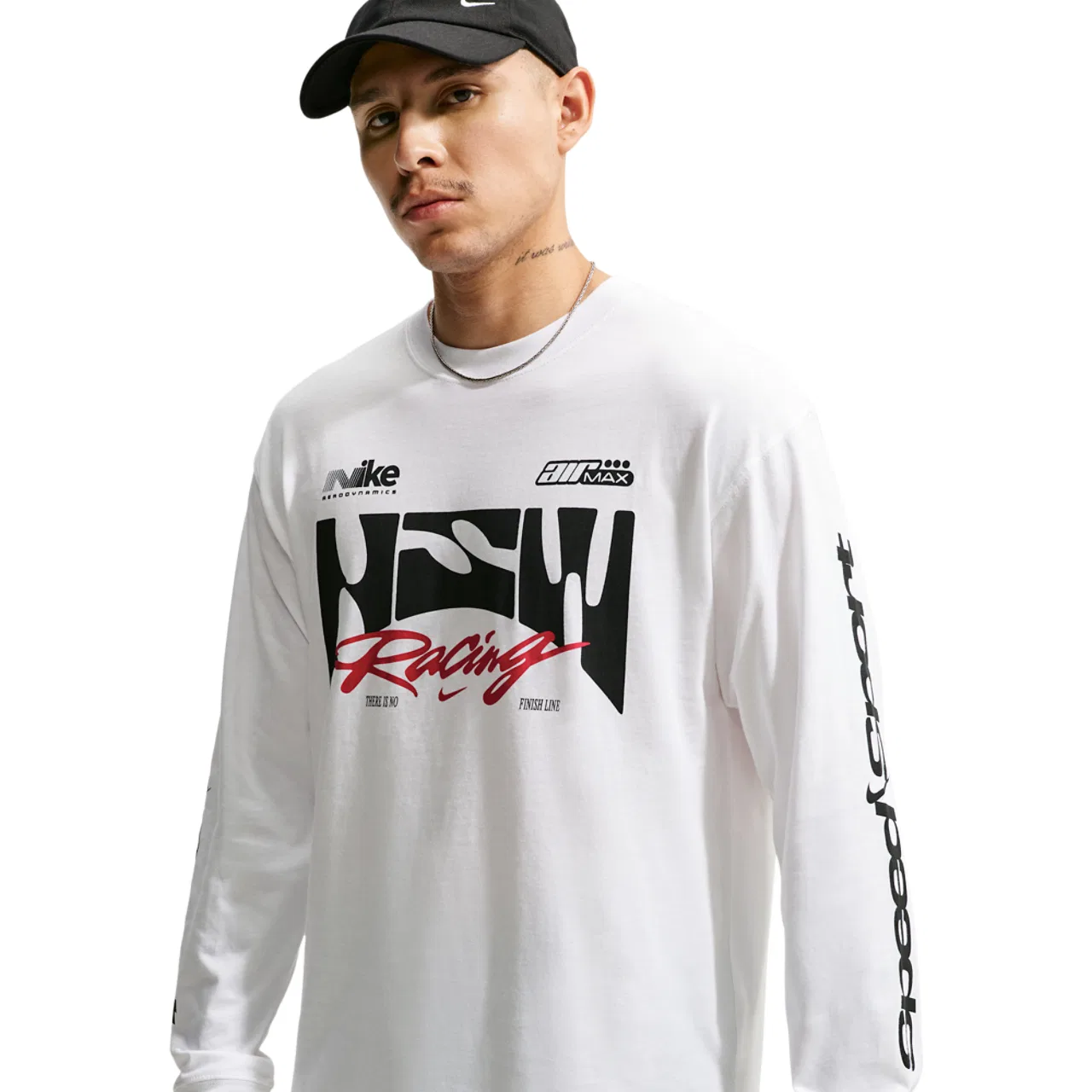 Мужская футболка с длинным рукавом с принтом Nike NSW Loose LS Swoosh Speed Tee, White