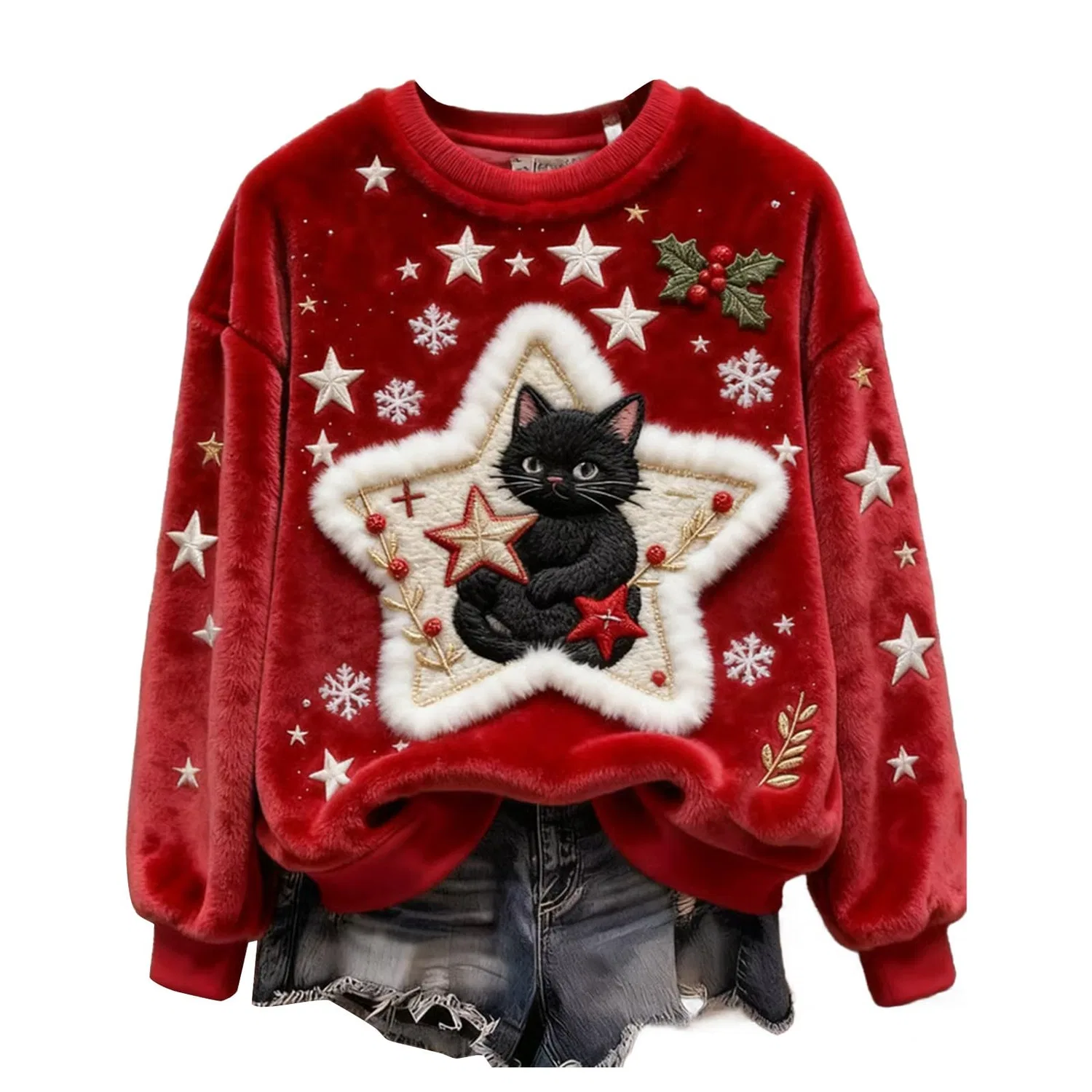Женский свитшот с принтом Christmas Sweatshirt, Nero