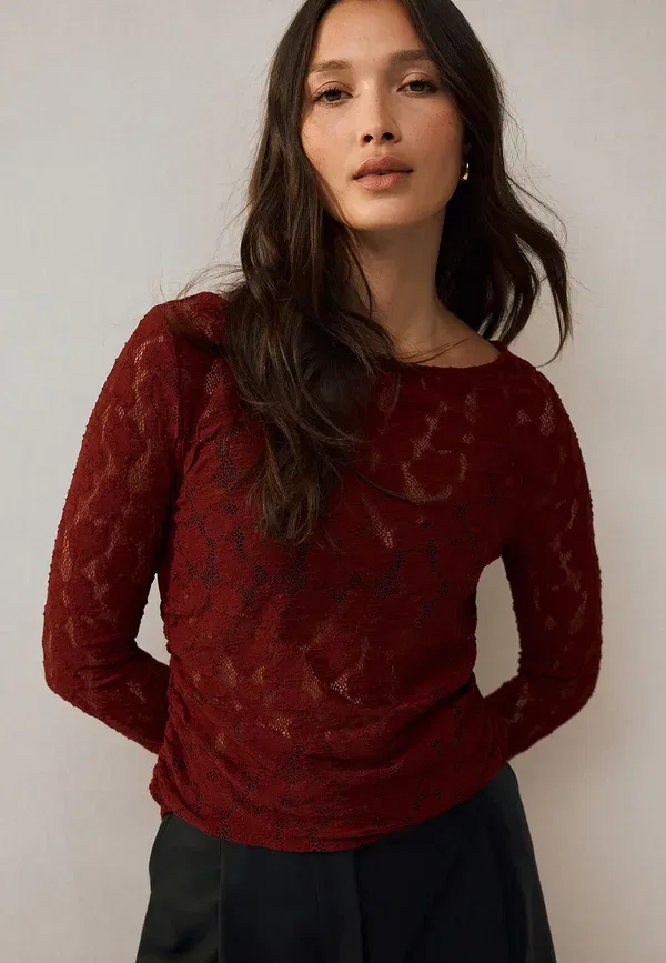 Блузка кружевная Long sleeve Next, Cherry Red, красный