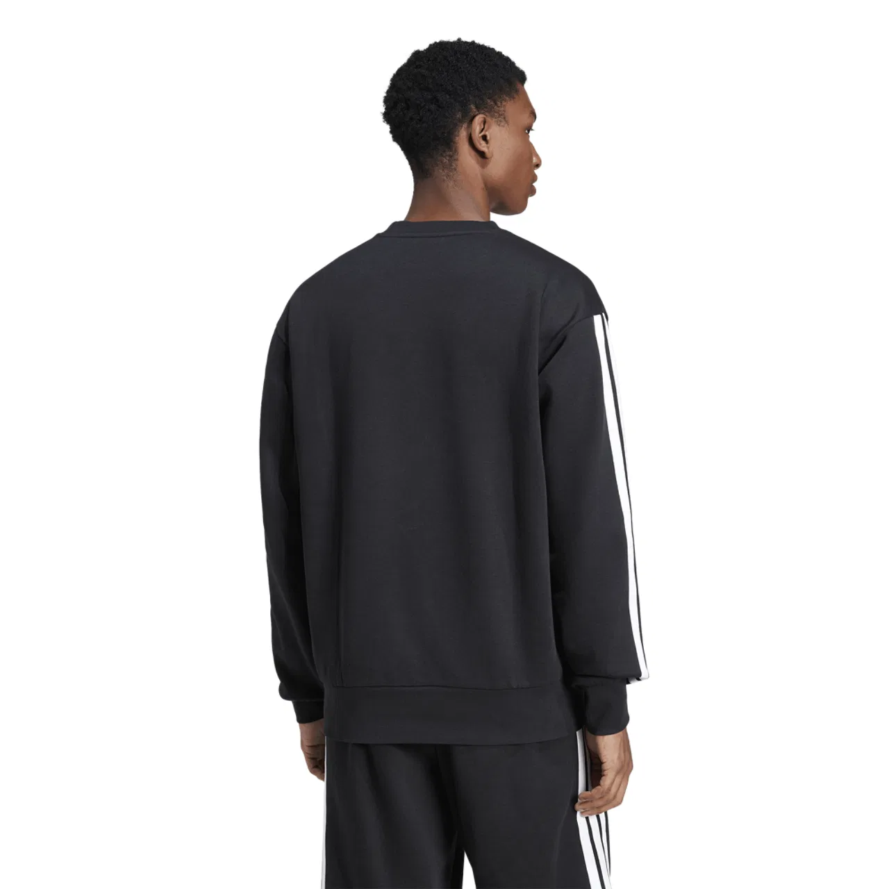 Толстовка мужская Essential Three Stripes Fleece Adidas, черный/белый — фото 2