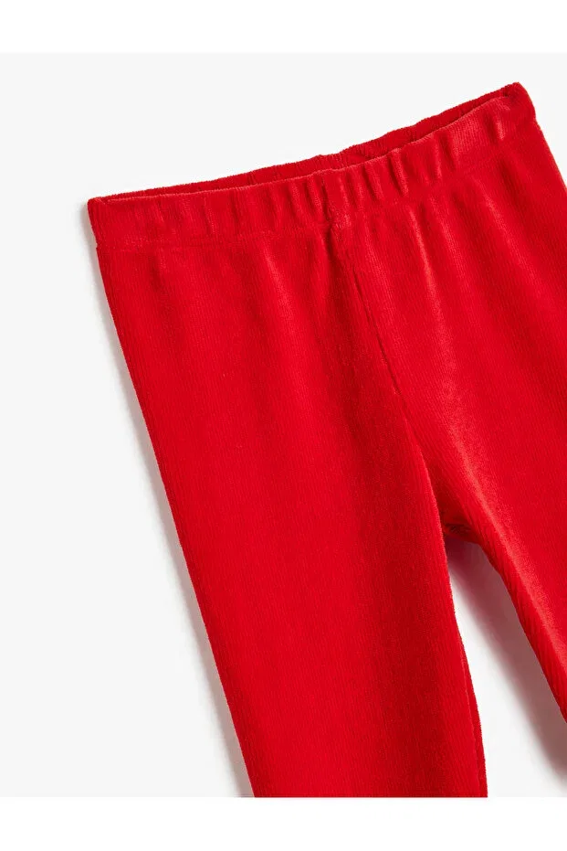Детские леггинсы для девочек вельветовые Basic Koton, Red — фото 3