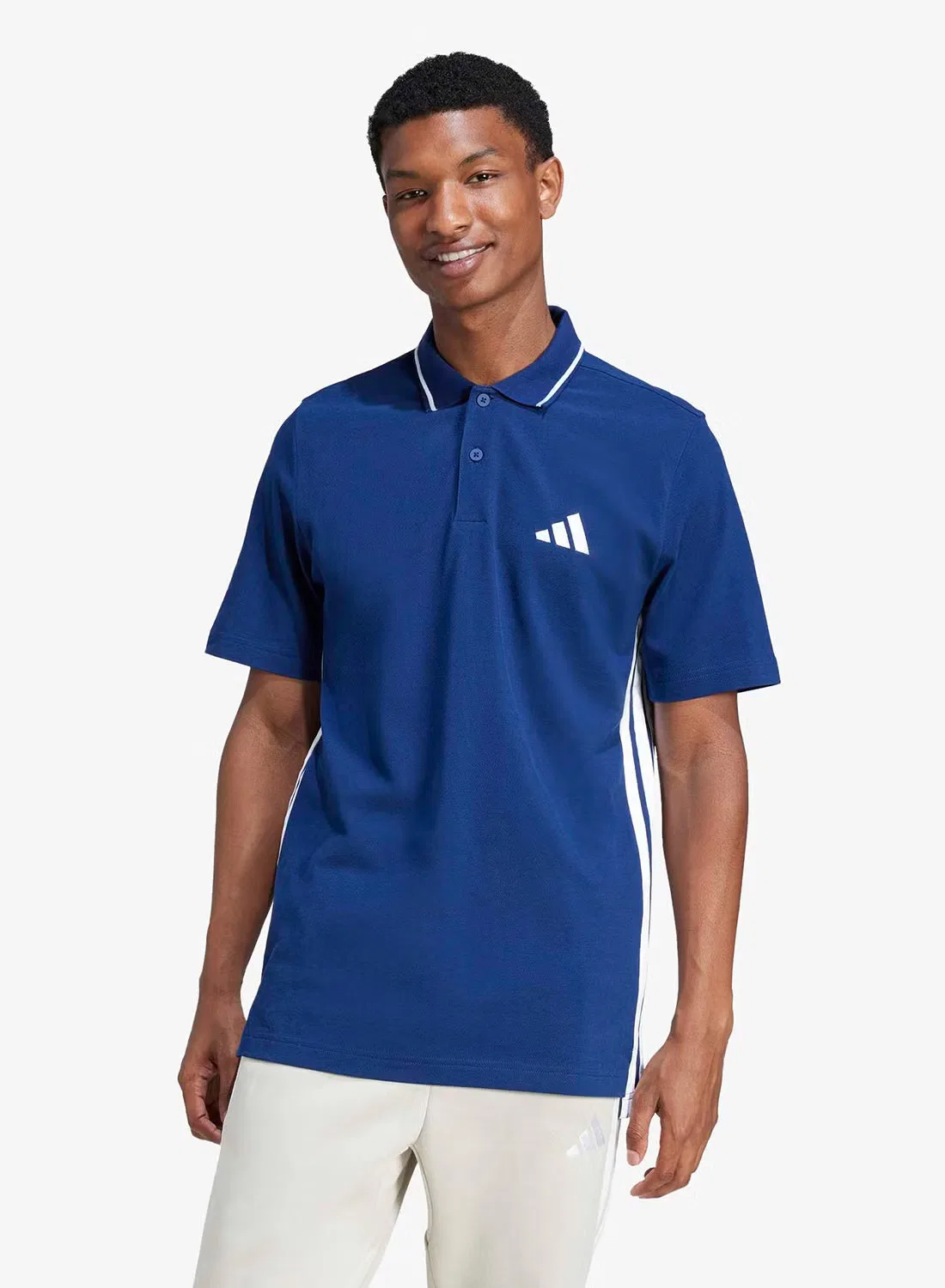 Поло с контрастными полосками 3-Stripes essential Adidas, темно-синий