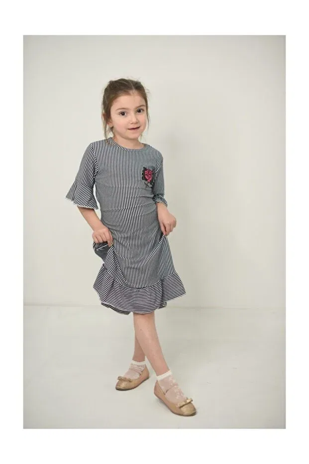 Детское платье для девочек с коротким рукавом Bluence, Navy Blue