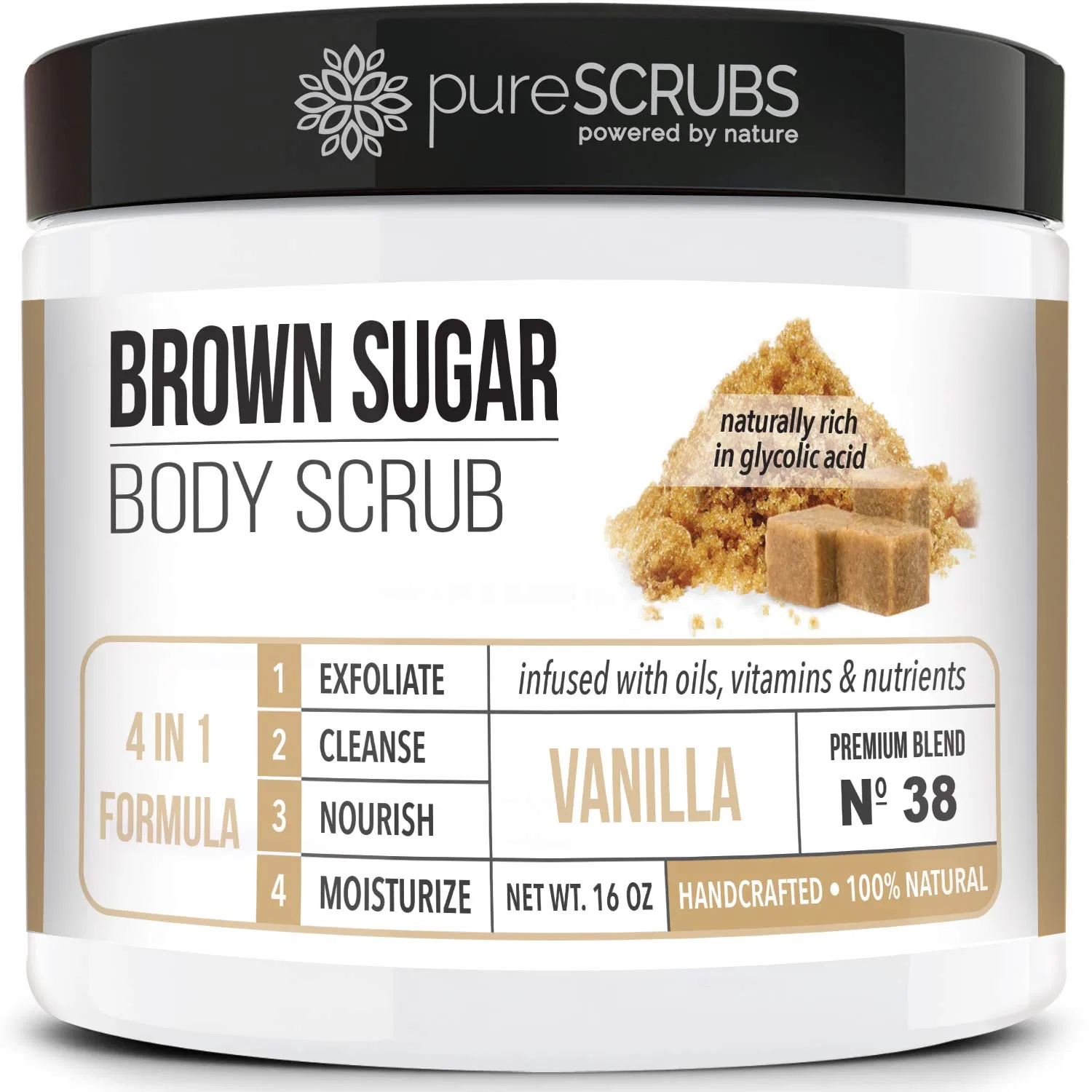 Скраб для лица и тела Organic Sugar Vanilla, pureSCRUBS, набор 16 oz, 454 г