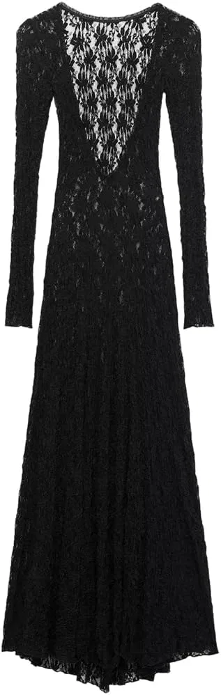 Женское вечернее платье с кружевным подолом, Black