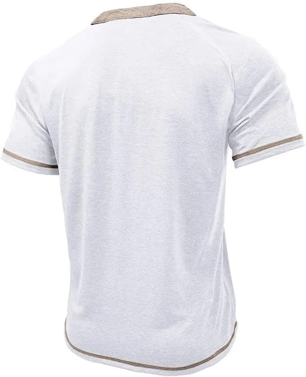 Мужская повседневная футболка поло с карманом Button Tee Shirts, White — фото 4